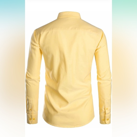 💛 ZEROYAA Men's Casual Slim Fit Long Sleeve Button Down Oxford Shirts size Small - Picture 2 of 7